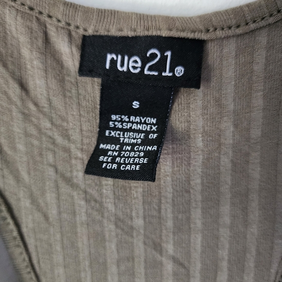 Rue21 Olive Green Ruched Racerback Midi Dress – Size Small - Picture 3 of 4